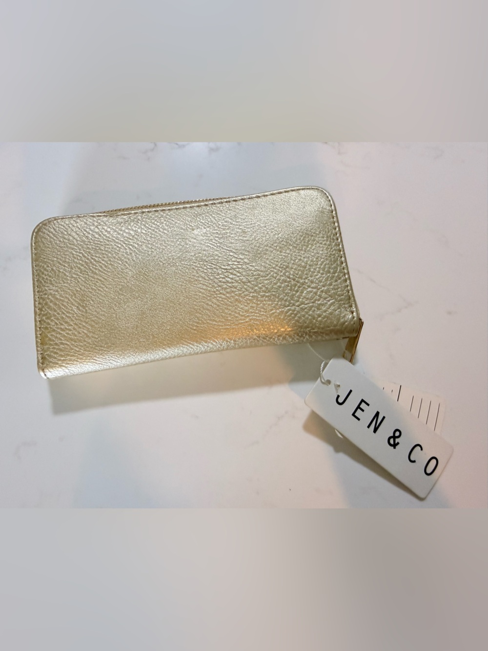 JEN & CO Metallic Gold Zip Wallet